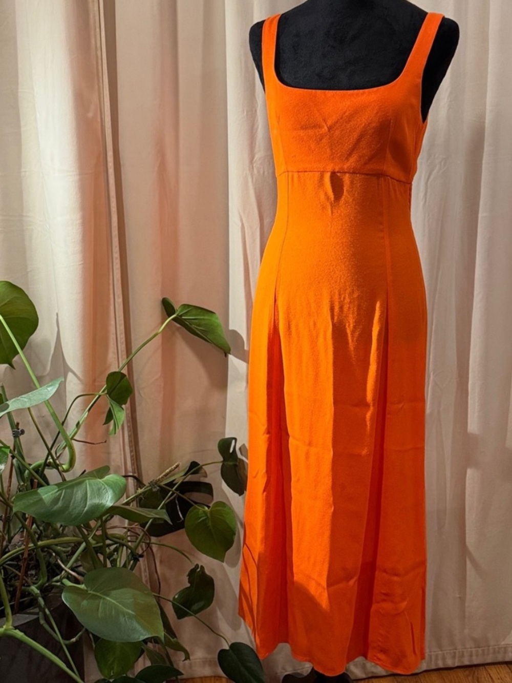 Reformation Backless Maxi Dress in Bright Orange